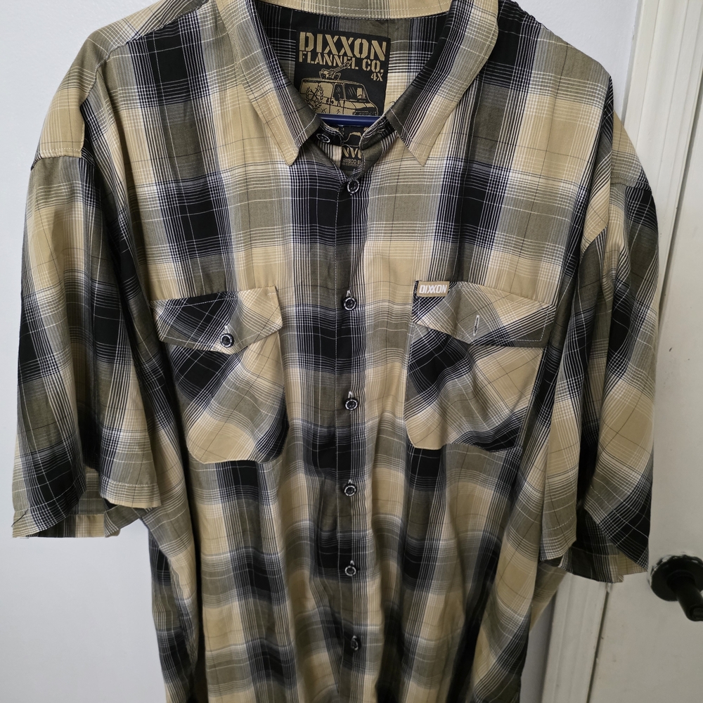 DIXXON "Convoy" Men's Plaid Button Down Shirt - Black and Tan